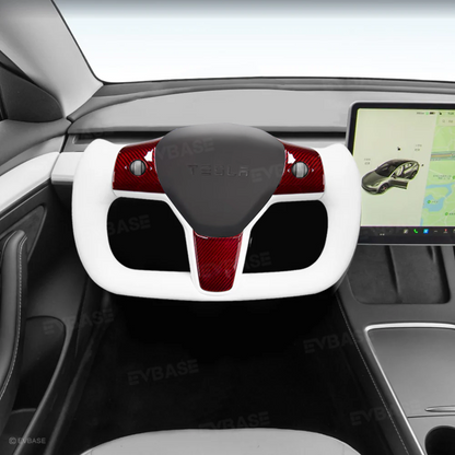 New Model 3 Y Red Carbon Fiber Yoke Steering Wheel for Tesla