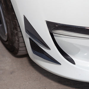 Tesla Front Bumper Lip Splitter Fin Air Knife Auto Body Kit Car Spoiler Valence Carbon Fiber 4Pcs