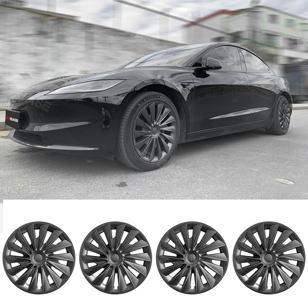 Model 3 Highland Wheels Covers Hub Caps Matte Black 18inch for Tesla E -  EVBASE-Premium EV&Tesla Accessories