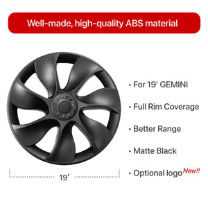 Model Y 19 inch Überturbine Wheel Cover Turbine Wheel Cap Model Y Matte Black 4PCS 2020-2024 Year