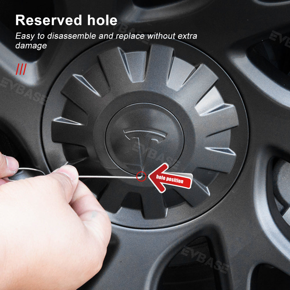 EVBASE Tesla Model 3 Highland Wheel Center Hub Caps 18 Inch Überturbine Wheel Center Caps Kit 4PCS