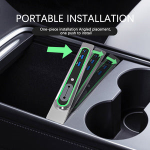 EVBASE Tesla Center Console Docking Stations Accessories with Multi-color lights For Model 3 Y