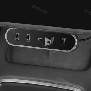 EVBASE Tesla Model 3/Y/3 Highland USB Hub Folding Docking Station Center Console Under Screen Expansion Port