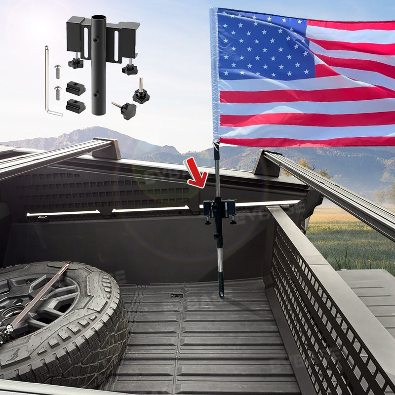 Tesla Cybertruck Flagpoles Holder HeavyDuty L Track Truck Bed Rail Fl
