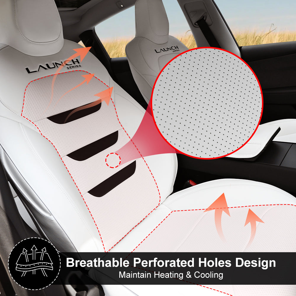 Tesla Seat Cover Model Y Juniper NAPPA Leather Full Coverage Seat Protector WIth Launch Logo