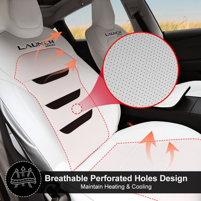 Tesla Seat Cover Model Y Juniper NAPPA Leather Full Coverage Seat Protector WIth Launch Logo
