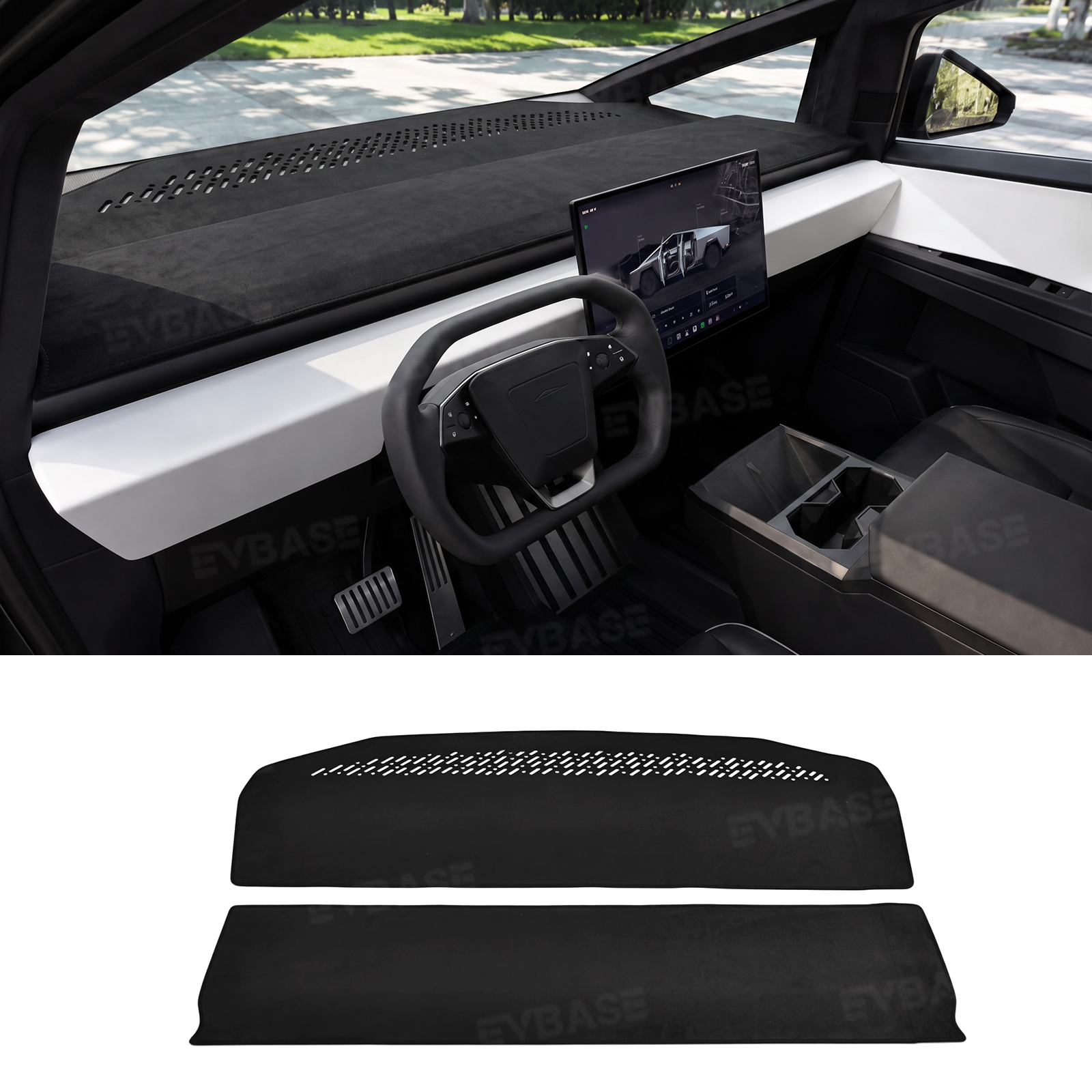 Cybertruck Dashboard Cover Anti-Glare Sun Protection Suede Dash Mat