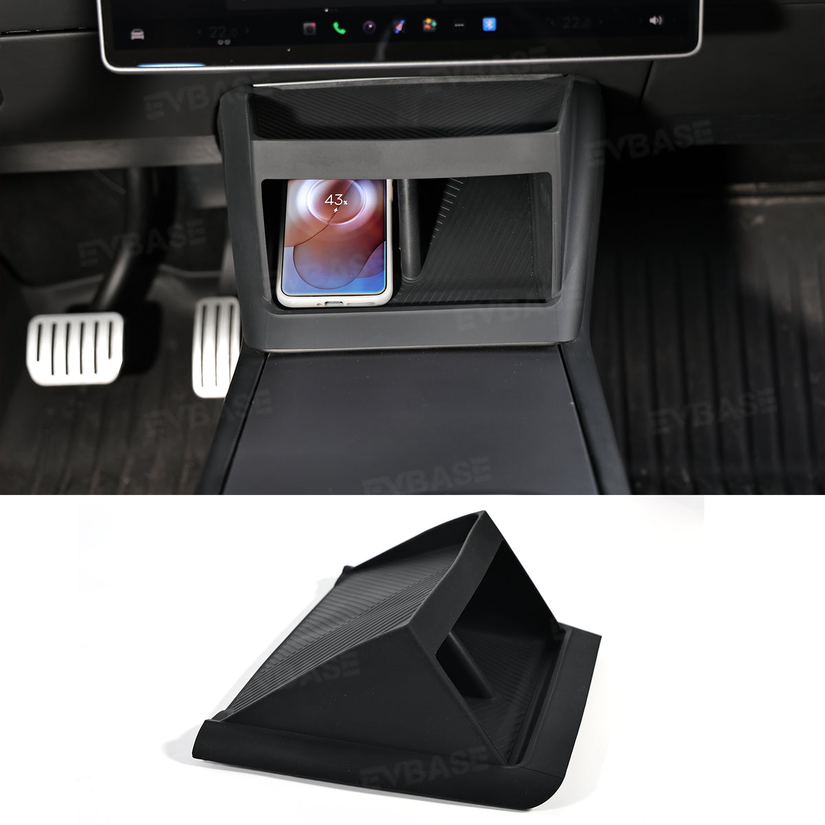 Model Y Juniper/ 3 Highland/ Y L Under-Screen Storage Organizer with Center Console Wireless Charging Pad Liner