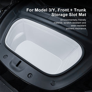 EVBASE Tesla Model 3/Y Trunk Frunk Mat Car Durable Leather Carpet White Interior Accessories
