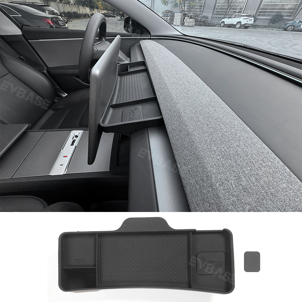 EVBASE Dashboard Screen Storage Box Rear Silicone Organizer Tray For Tesla Model 3 Highland