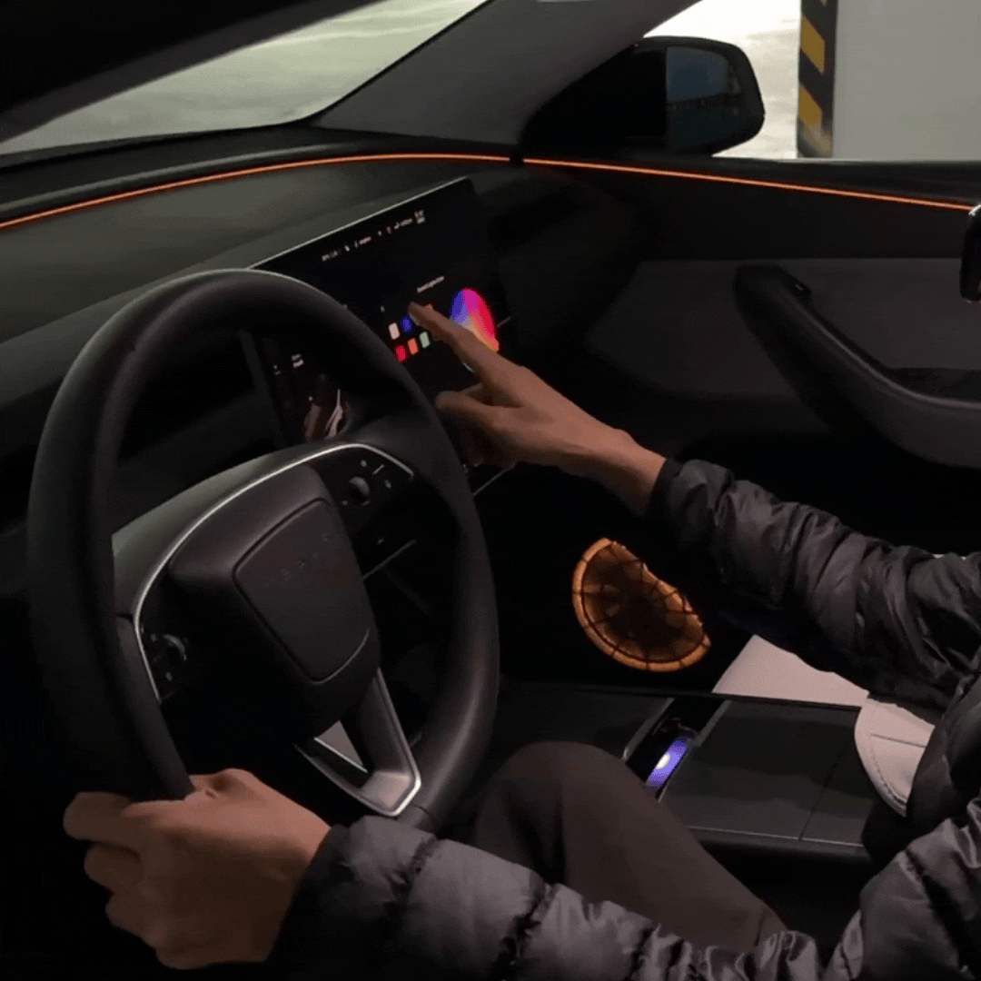 Model 3 Highland Interior Ambient Lighting Kit RGB LED Light Strips Neon Lights with Factory Screen Control
