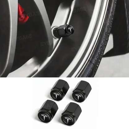 Model Y Juniper Tire Valve Stem Caps Red/Black Leakproof Aluminum Alloy Tire Air Caps Rustproof Metal Valve Covers with Rubber Seal for Model Y/3/S/X/Cybertruck
