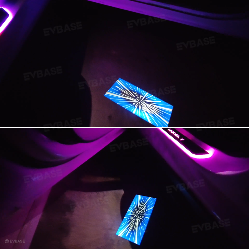 Door Plaid Projector Lights for Tesla Model 3/Y Ultra-Bright OEM Style Puddle Lights 