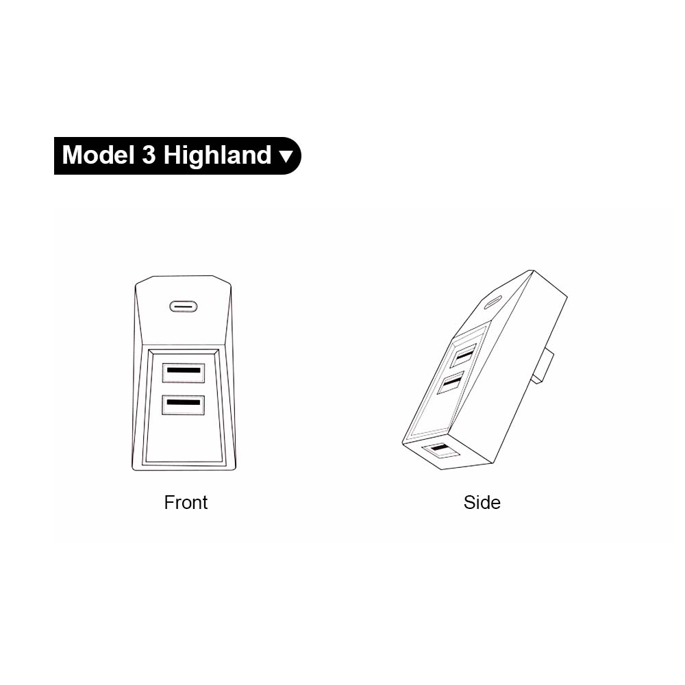 Model 3 Y Glove Box USB Hub Cybertruck Style 4-in-1 USB Hub Tesla Docking Station for Tesla