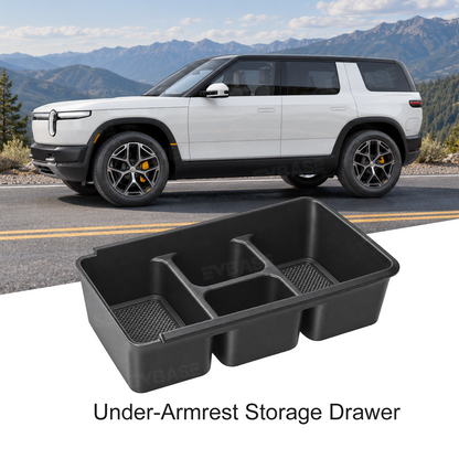 Center Console Lower Organizer Tray for Rivian R2 Pull-Out Storage Box Under-Armrest Organizer Interior Accessories