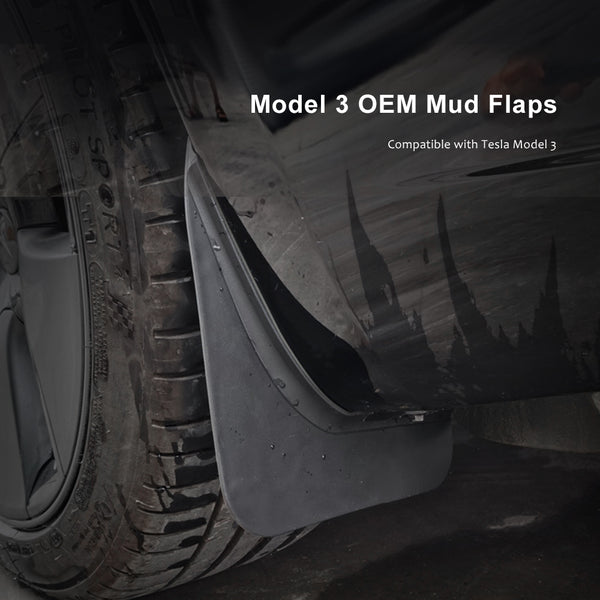 EVBASE Tesla Model 3 OEM Mud Flaps Splash Guards 4Pcs Fender Front
