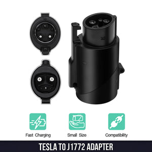 EVBASE Tesla a J1772 Adaptador de carga 80A MAX / 240VAC Compatible con Mobile y Conector de pared