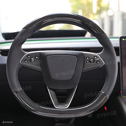 Model 3 Highland Steering Wheel Airbag Carbon Fiber Cover Frame for Tesla Interior Trim