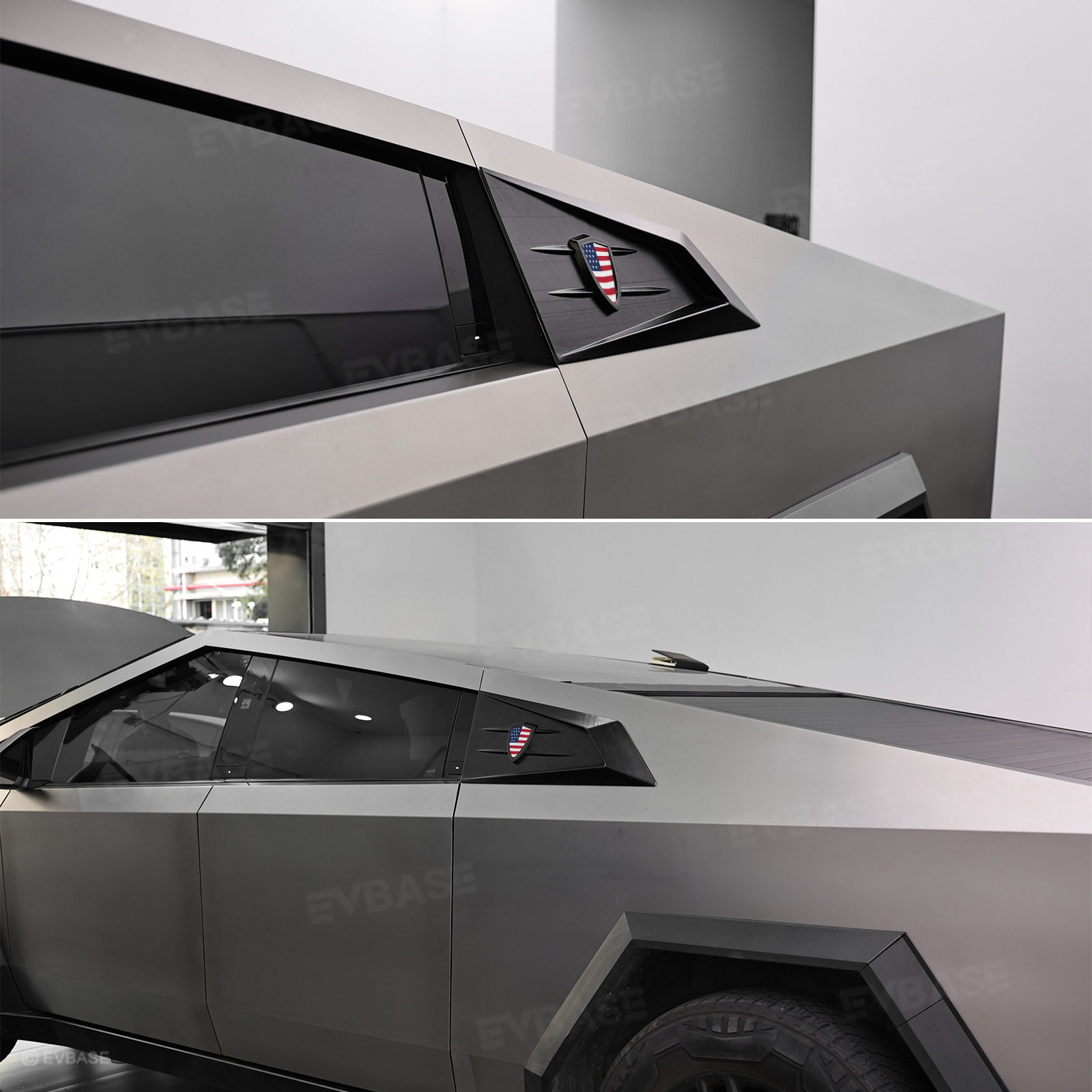 Cybertruck C-Pillar Louver Covers Rear Side Window Futuristic Tactical Overlay ABS Exterior Trim