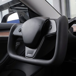 New EVBASE Tesla Model 3 Y Yoke Steering Wheel Inspired by Model X/S Yoke Nappa Black