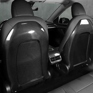 Tesla Real Carbon Fiber Backseat Cover Model 3 Y Genuine Carbon Fiber Full Seat Back Replacements