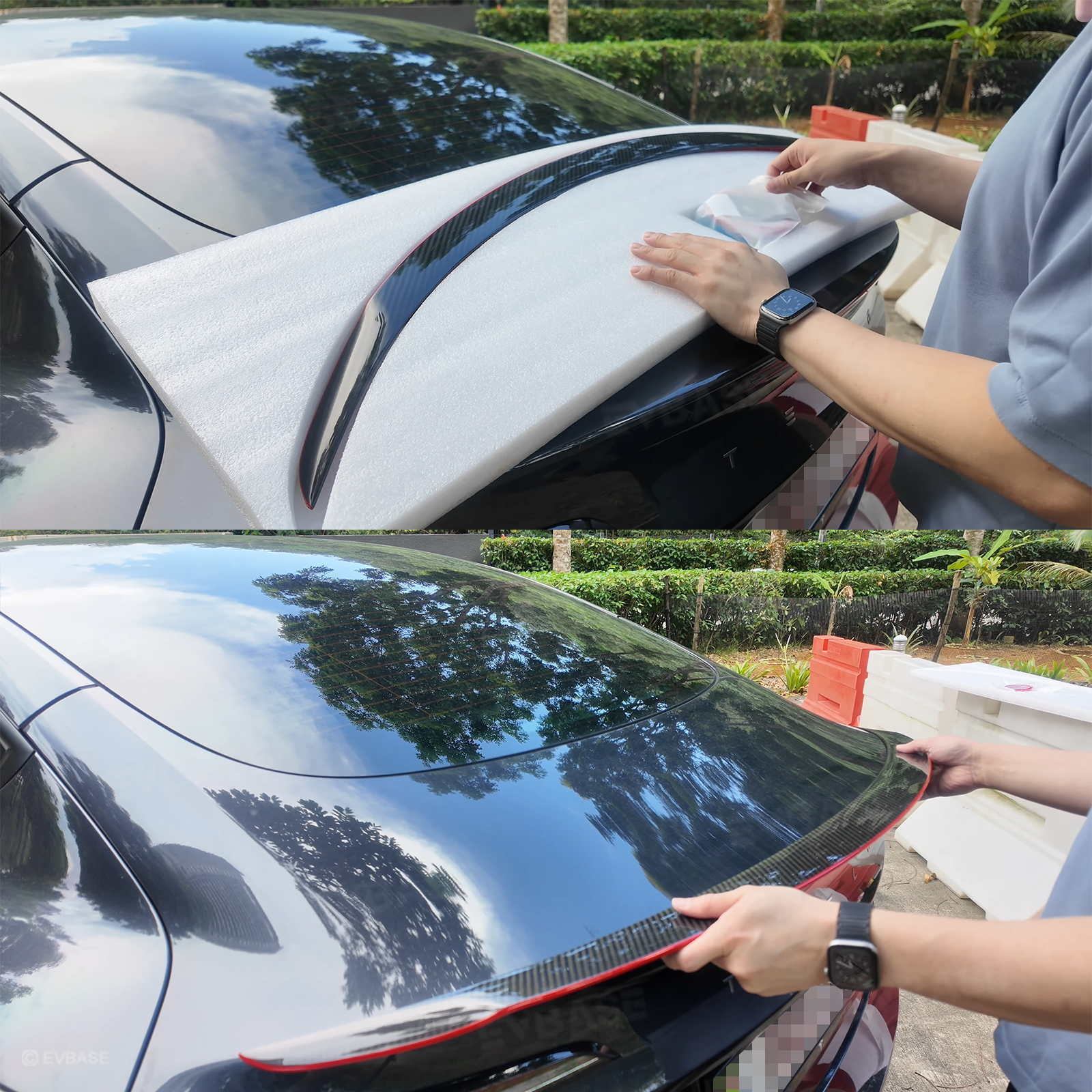Carbon Fiber Rear Wing Spoiler for Model 3 Highland/ Y Juniper with Performance Style Redline Rear Trunk Spoiler