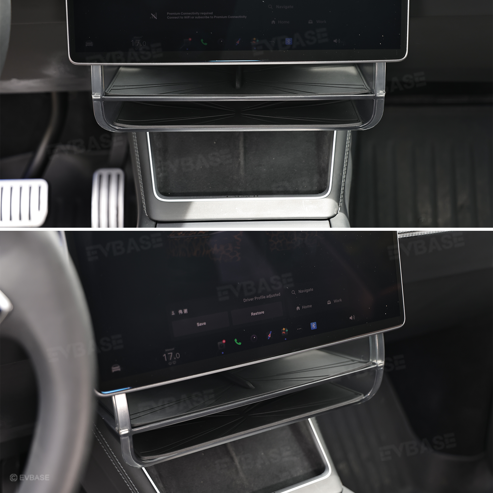 Model Y Juniper/ 3 Highland Under Screen Storage Organizer Dual-Layer Tray with Smart LED Light