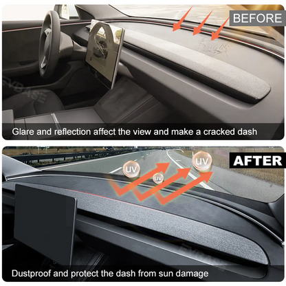 Model Y/3 Dashboard Cover Anti-Glare Sun Protection Suede Dash Mat Sunshield Dash Protector