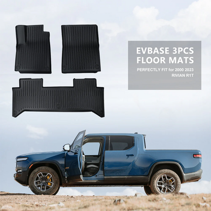 R1T Floor Mats TPE All Weather Protection for Rivian Accessories Black