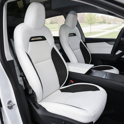 Model Y Juniper Seat Covers Plaid Sports Style Seat Protector Nappa Leather Full Set Airbag Compatible