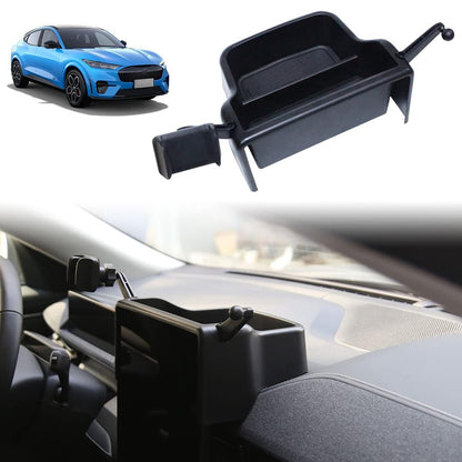 Mustang Mach E Center Console Dash Storage Box Organizer 360° Rotatable Dashboard Phone Holder for Ford