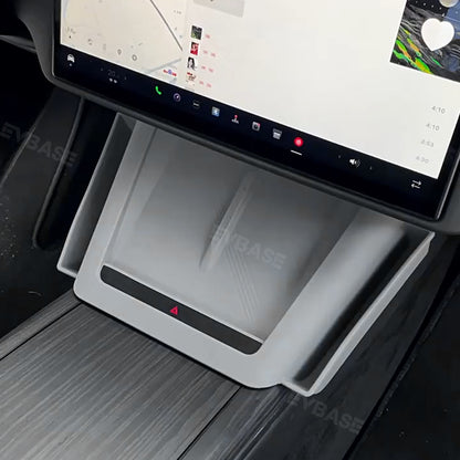 EVBASE Model S/X Wireless Charging Mat With Storage Box Center Console Organizer Silicone Side Tray for Tesla