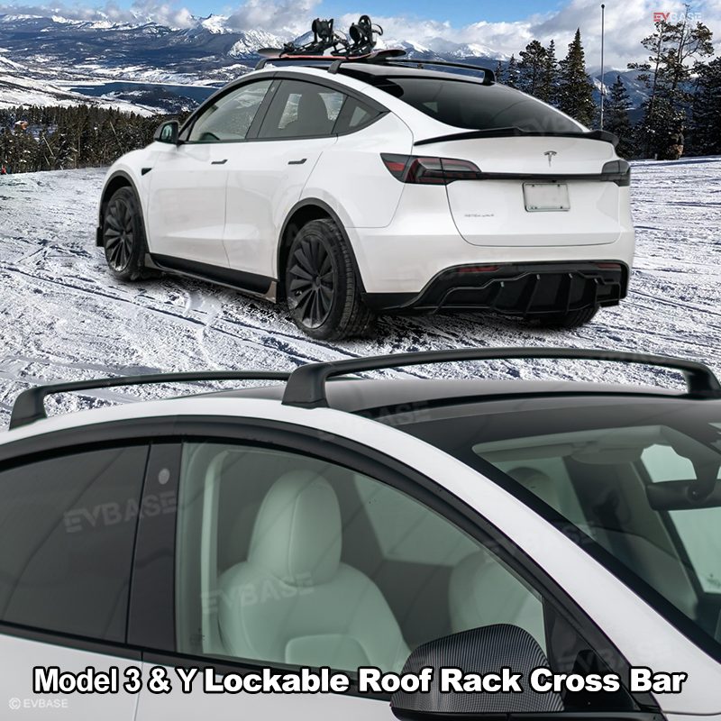 Lockable Cross Bar fits for Tesla Model 3 Y Roof Rack Carrier Rails Ex ...