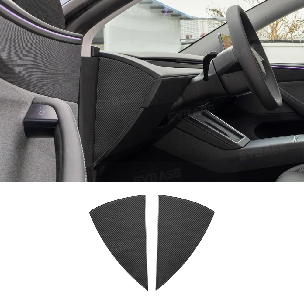 Model Y Juniper Dashboard Side Panel Trim Cover Real Carbon Fiber Front Door Slot Overlay