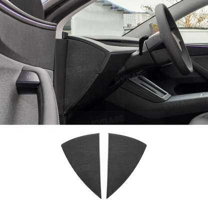 Model Y Juniper Dashboard Side Panel Trim Cover Real Carbon Fiber Front Door Slot Overlay
