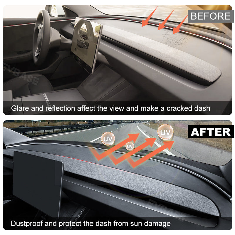 Tesla Model 3 Highland Dashboard Cover Anti Glare Sun Protection Nonsl EVBASE Premium EV Tesla Accessories