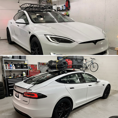 Model S Roof Rack Lockable Cross Bars OEM-Style Aluminum Alloy Luggage Cargo Carrier for Tesla