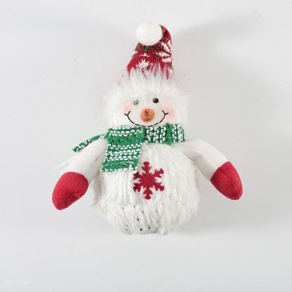 Christmas Holiday Car Decor Headrest Hat LED Christmas Wreath Lighted Snowman Plush Figurines 3D Xmas Emblem Stickers for Tesla