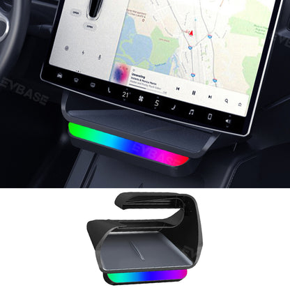 Model 3/Y/ 3 Highland Under Screen Storage Tray With LED Ambient Light Center Console Organizer Box for Tesla