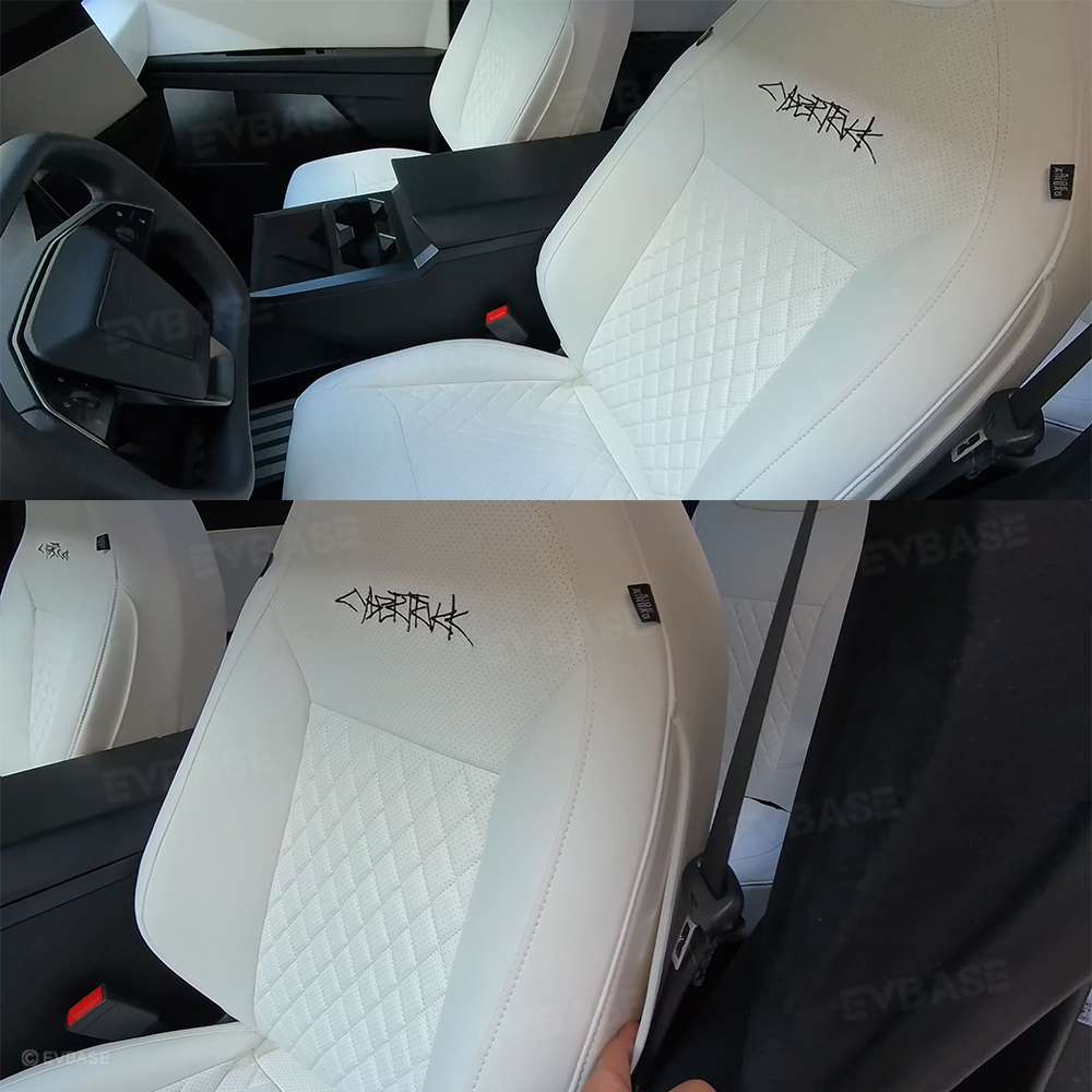 Cybertruck Seat Covers NAPPA Leather Custom Full Coverage Seat Protector Airbag Compatible with Diamond Quilted Design