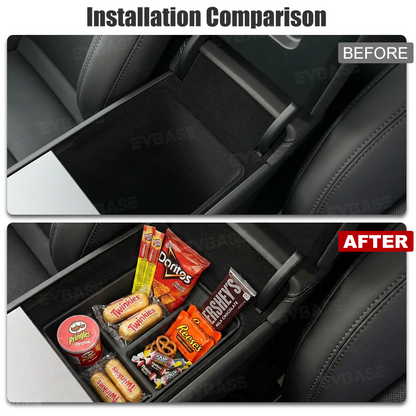 Model Y Juniper Standard Center Console Armrest Organizer Tray TPE Non-Slip Storage Box