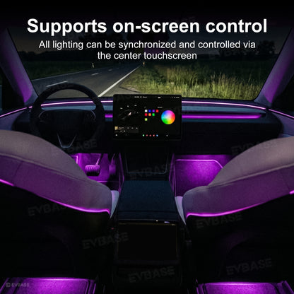 Model 3 Highland Interior Ambient Lighting Kit RGB LED Light Strips Neon Lights with Factory Screen Control