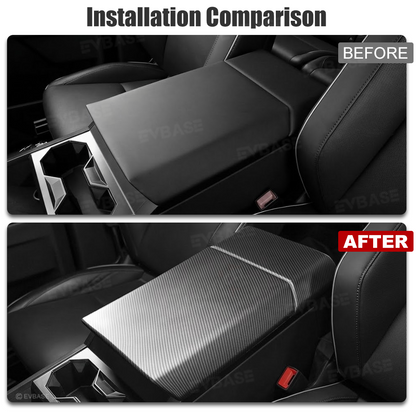 Cybertruck Armrest Cover Rear Screen Frame Cover ABS Carbon Fiber Style Center Console Protective Trim Overlay
