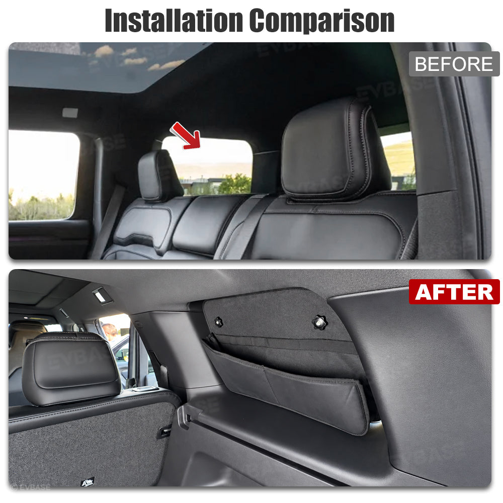 Rear Quarter Window Sunshade for Rivian R2 2-in-1 Privacy Cover with Storage Organizer Pocket