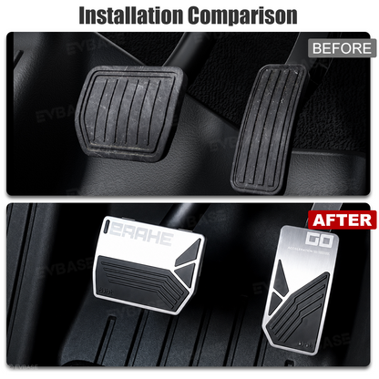 Model Y/ YL/ 3 Aluminum Alloy Brake & Accelerator Pedal Covers Non-Slip Foot Pedals Pads Set
