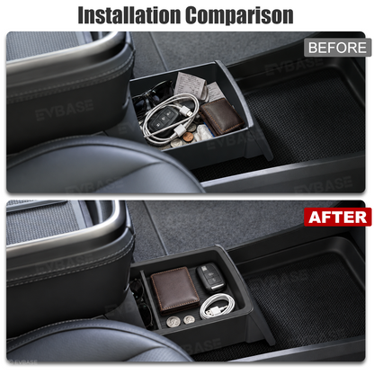 Center Console Drawer Organizer for Rivian R2 Under-Armrest TPE Storage Tray Insert