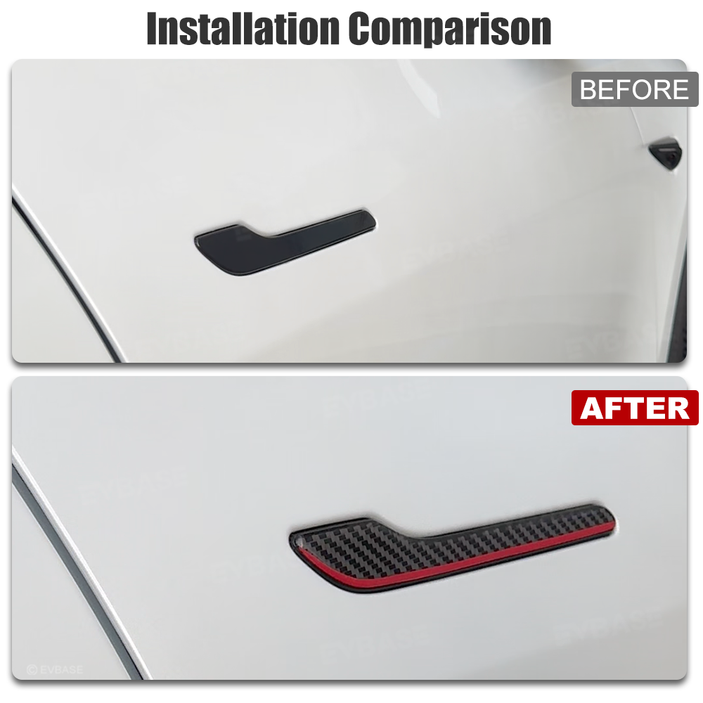 Model 3 Y Real Carbon Fiber Redline Tesla Door Handle Covers Accessories Tesla Model 3 Y