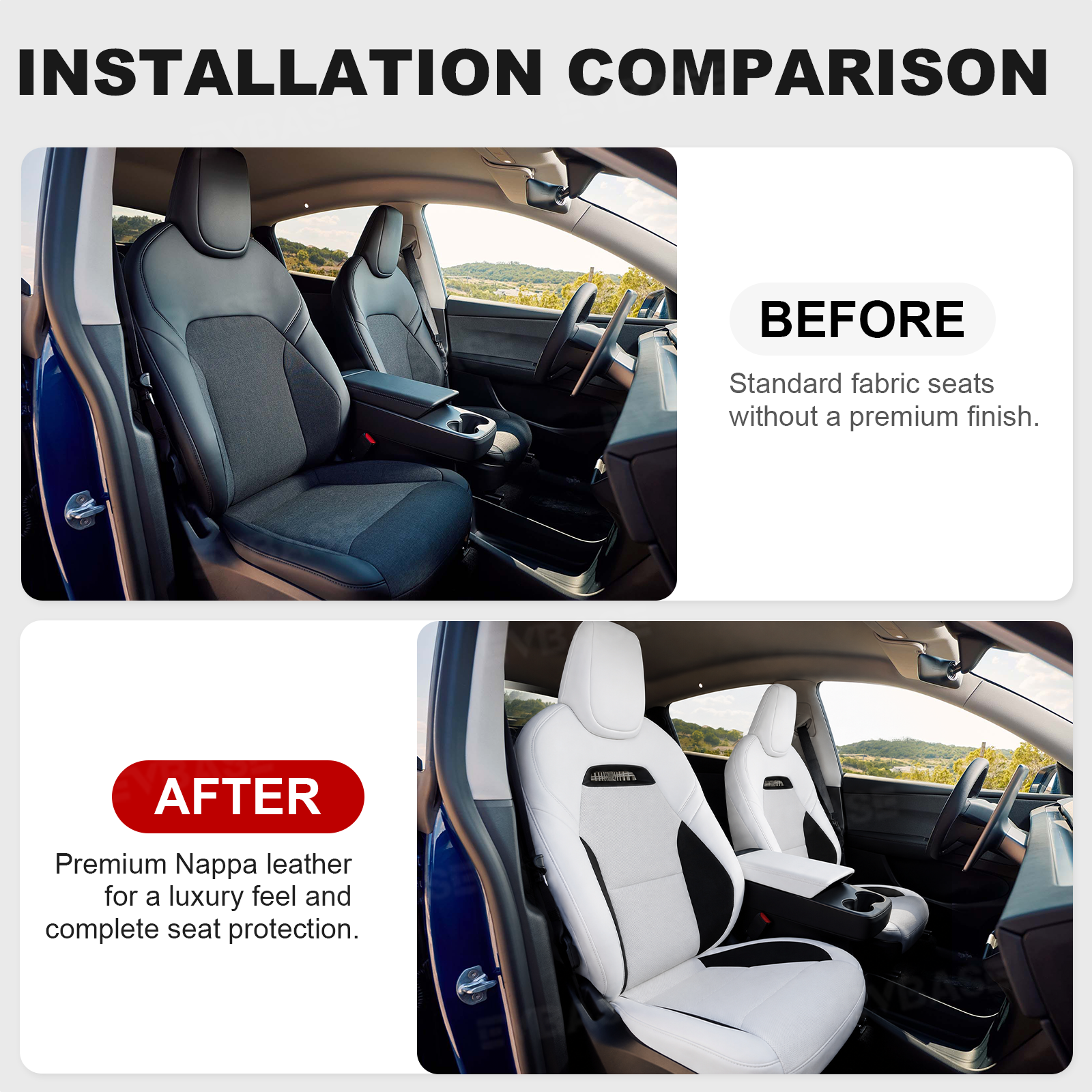Model Y Juniper Standard Seat Covers Plaid Sports Style Seat Protector Nappa Leather Full Set Airbag Compatible