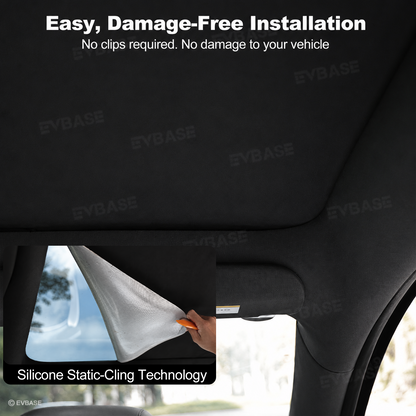 Model Y L Glass Roof Sunshade Silicone Electrostatic Sunroof Shade Heat Insulation UV Protection Faux Suede Sun Visor