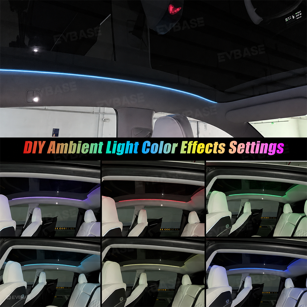Model Y Juniper/ 3 Highland Roof Ambient Lighting 2.0 Sunroof Streamer Lights with Factory Screen Control